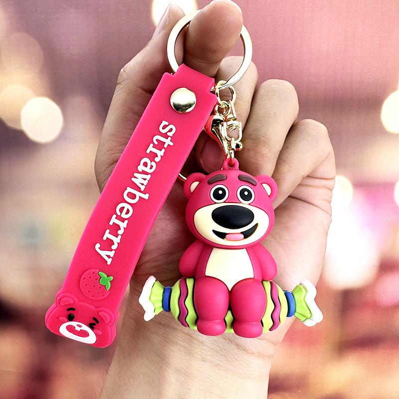 Strawberry Bear Creative Cartoon Keychain Doll Exquisite Female Couple Schoolbag Pendant Car Bag Pendant Keychain