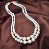 Women's Cheongsam Dress with Necklace, Double-layer Artificial Imitation Pearl Double-layer Pearl Necklace Accessories