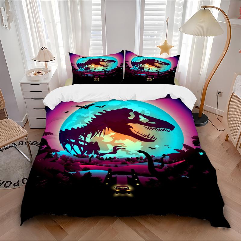 3Pcs Dinosaur Night Safari Bedding Sets For All Sizes New 3D Printed Bed Cover Comforter Duvet Cover Pillowcase Bedroom Decoration