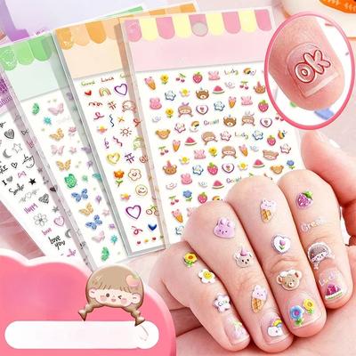 5D Kawaii Kinder Cartoon Nail Art Sticker Cartoon Selbstklebendes Papier Niedliches Design Slider Nageldekoration