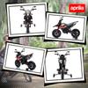 Eğitim Tekerlekli, Yaylı Süspansiyonlu, LED Farlı, USB'li, Müzikli, Kırmızı/Siyah 12V Aprilia Lisanslı Çocuk Motosikleti