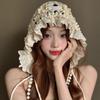 Pearl Tassels Crochet Flower Knitted Hat Bohemian Style Weave Cap Cute Lace Beanies  Outdoor