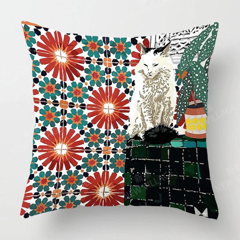 Creative Plant Leaf Patterns Throw Pillow Cover With Short Plush Print Living Room Sofa Decoration Cushion Cover Pillow Covers