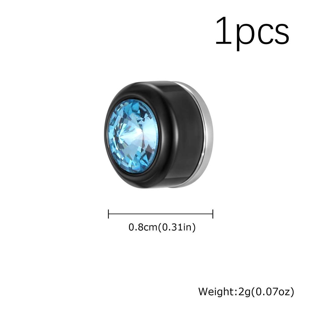 Vnox Magnetic Zircon Stud Earrings for Men, 8mm Stainless Steel Non-Pierced Clip Earrings, Hypoallergenic Punk Rock Jewelry Gift