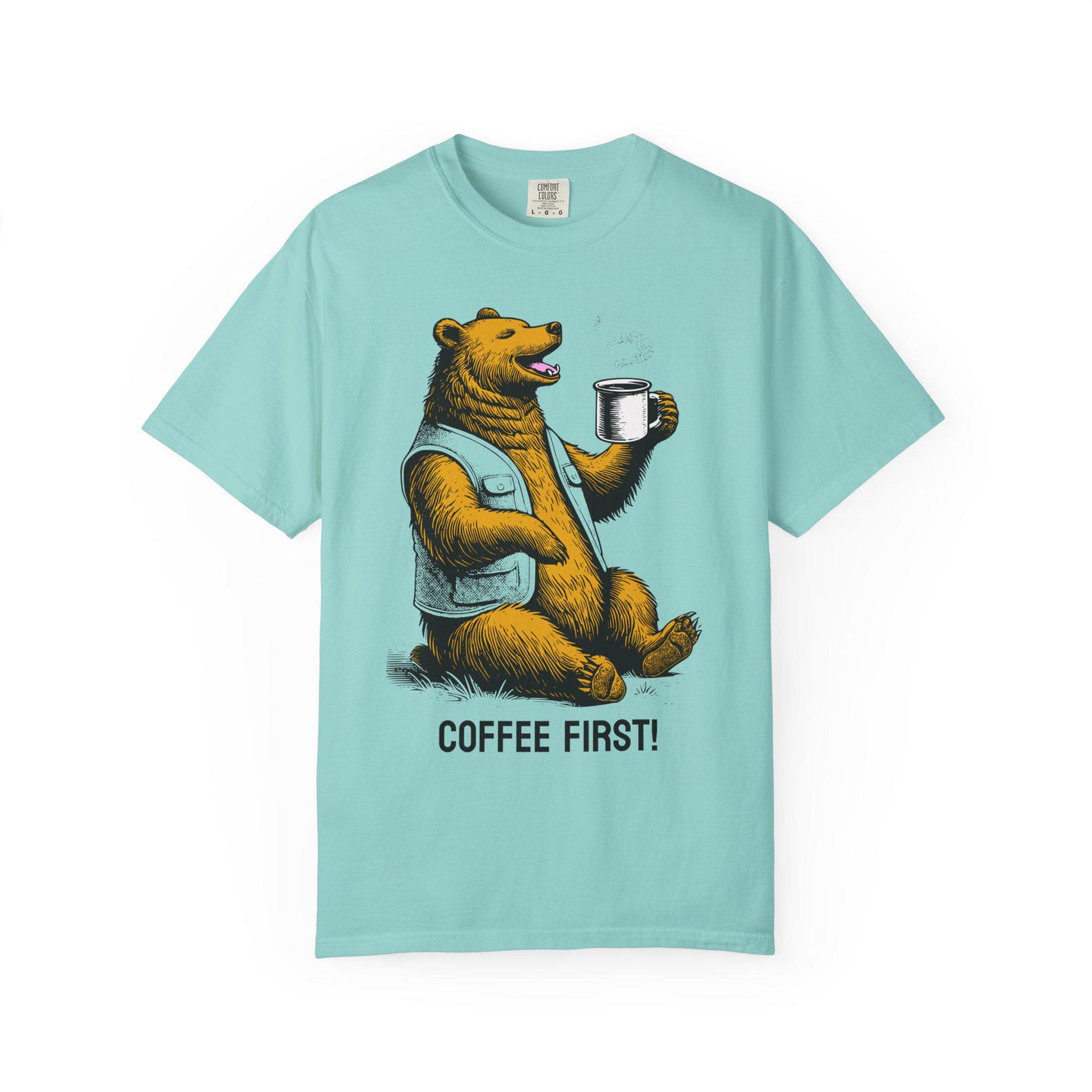 Coffee Bear T-Shirt: Unisex Color Pop Design, Funny Coffee Lover Gift XL