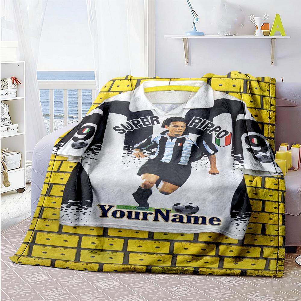 Juventus Customize Text Blanket Throw Personalized Blanket Soft & Cozy Throw For Bedding Sofa Livingroom Bed Four Seasons Multipurpose