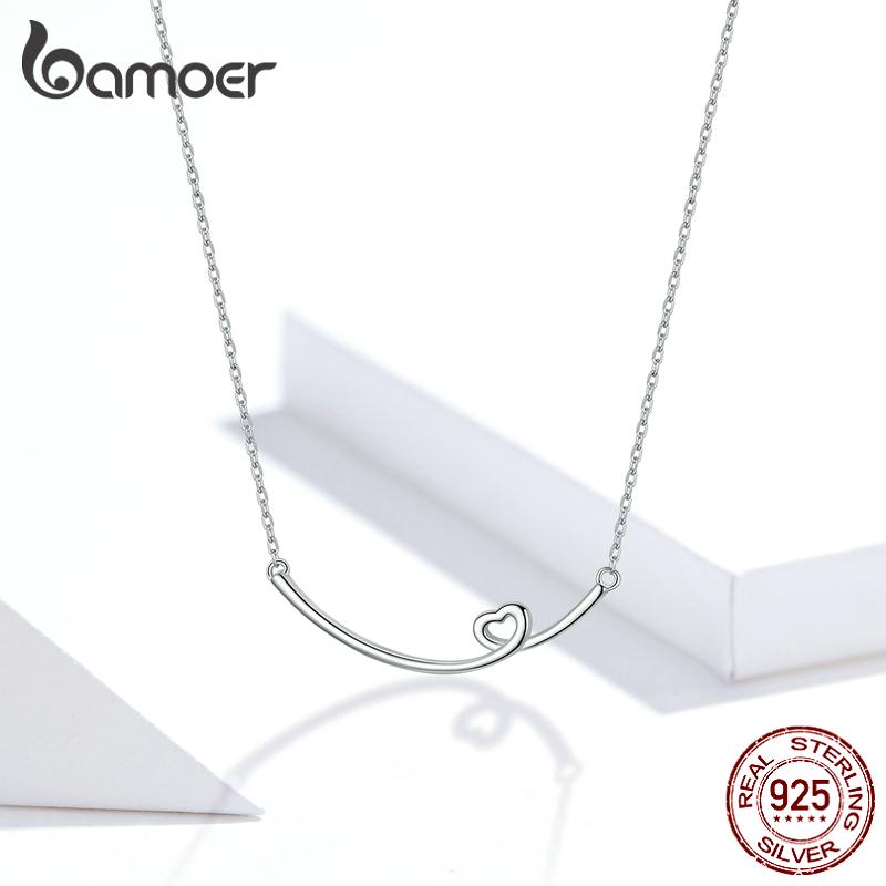 

Ожерелье BAMOER из стерлингового серебра 925 пробы с сердечком счастья, длинная цепочка для женщин Necklace
