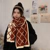 Rhombus red plaid scarf women's winter new versatile Korean version Japanese autumn and winter atmosphere Korean scarf