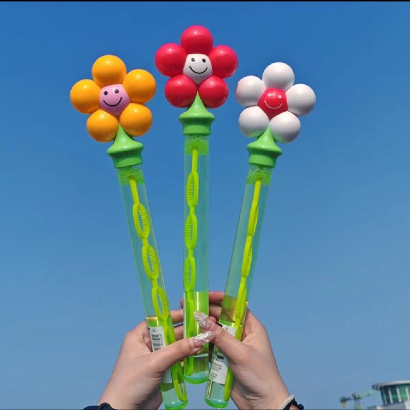 Summer Outdoor Gamesdopamine Vivid Flowers King Interactive Bubble Water Soap Bubbles Handheld Kids Toys Girl Gifts Baby Toys