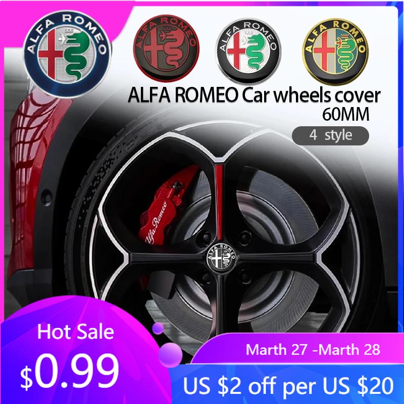For Alfa Romeo 2026 Hot Sticker 4pcs 60mm Car Styling Wheel Center Cap Hub Covers Badge Accessories For Alfa Romeo Giulia Stelvi vmo895