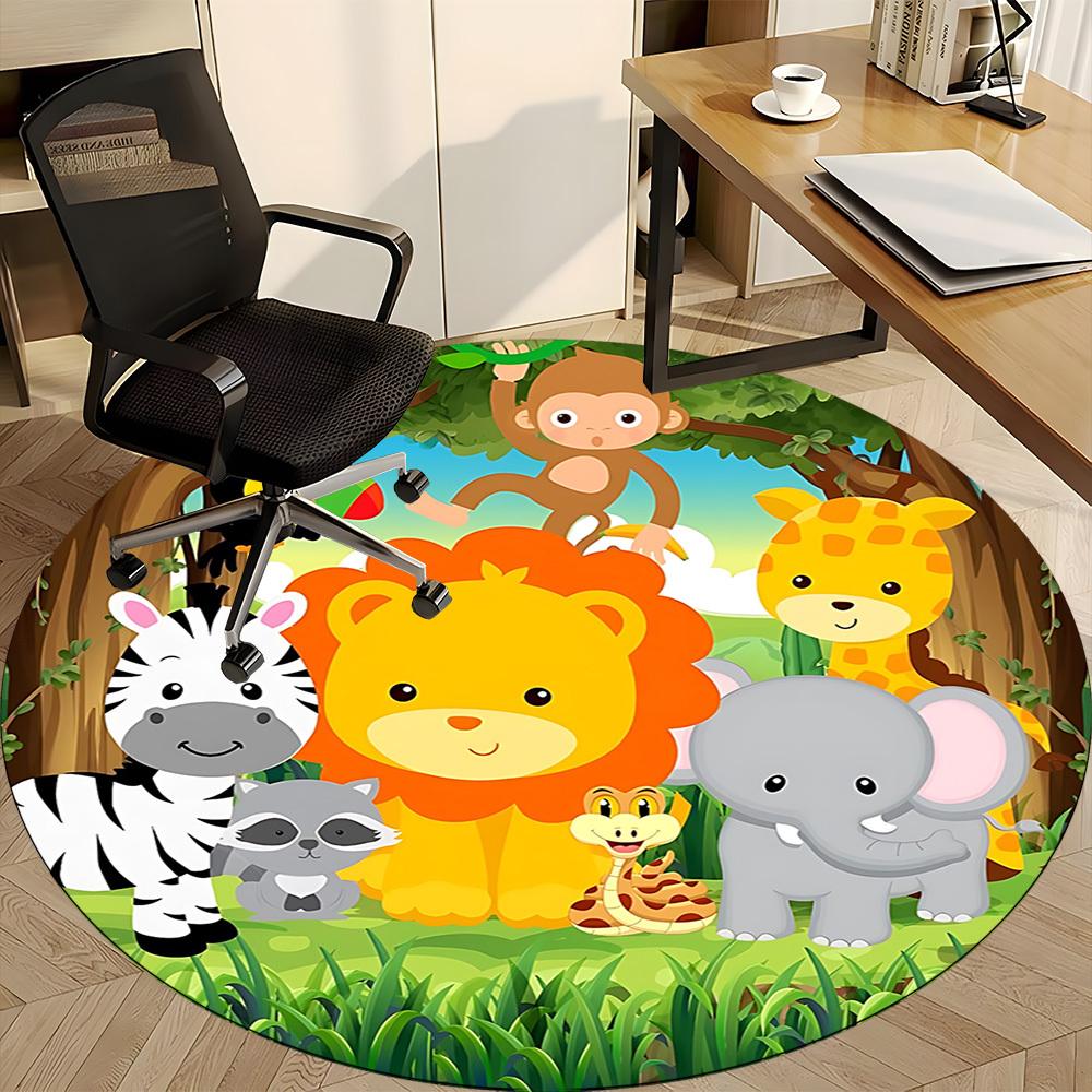 1pc Jungle Animals Chair Carpet for Office, Soft Flannel Throw Mat, Perfect for Office,Holiday Party Decoration Choice yy251113150