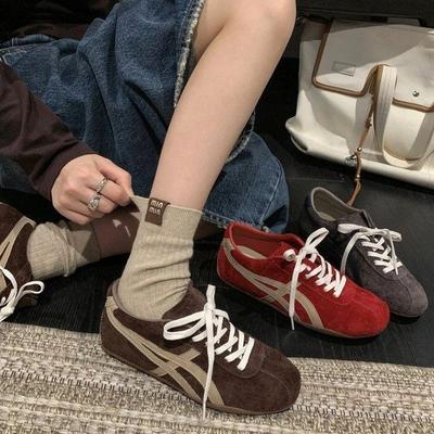 Automne 2025 nouvelles chaussures d'entraînement allemandes rétro à blocs de couleurs pour femmes décontractées à semelle souple confortables à bout rond à lacets polyvalentes chaussures Forrest Gump