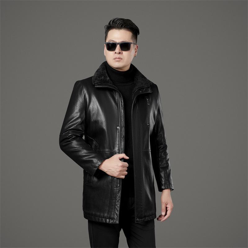 

Новое мужское пальто из натуральной кожи, осенне-зимняя куртка высокого класса в деловом повседневном стиле с защитой от ветра и мехом 5XL