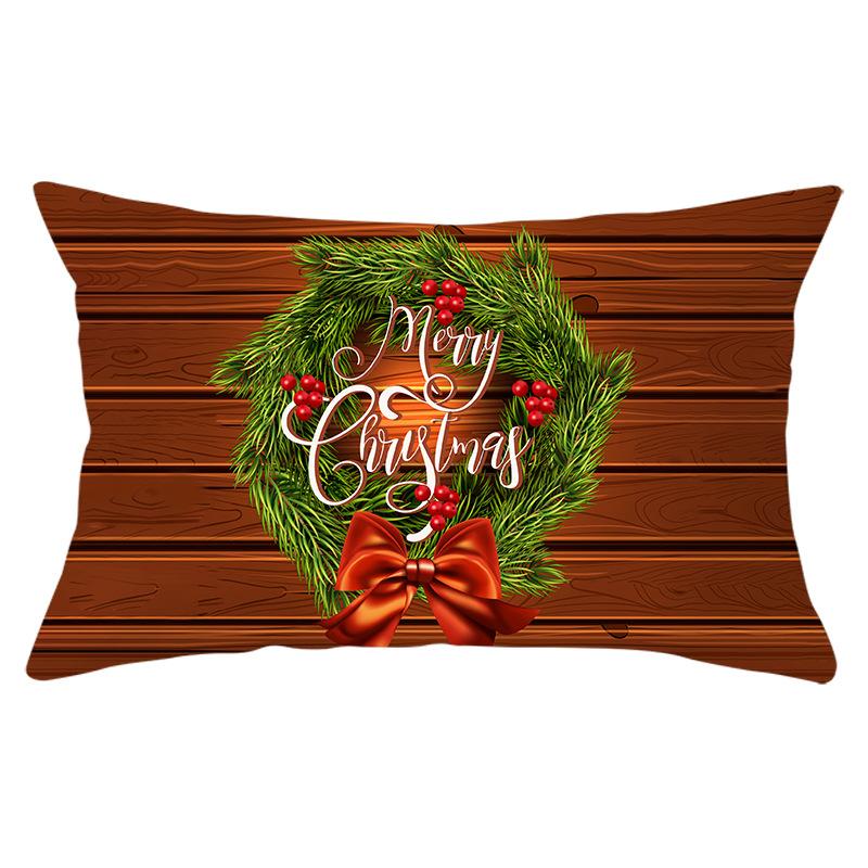 Green Series Christmas Peach Skin Printed Waist Pillowcase Square Sofa Pillowcase Office Pillowcase