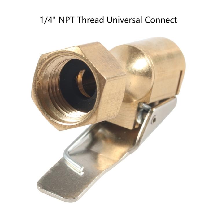 Air Chuck with Clip Adapter, Brass Locking Tire Inflator Nozzle Adapter Connect, No Leakage Tire Chucks for Inflator