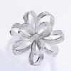 Korean High-End Flower Zircon Copper Brooch for Suits and Cheongsams