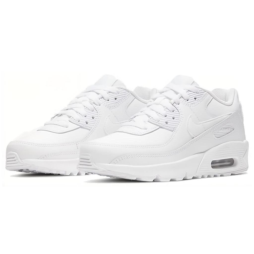 Nike Air Max 90 Leather Low Top Kids' Running Shoes White Unisex CD6864-100