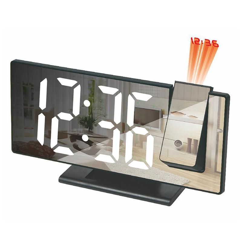 1 Pcs Mirror Multifunctional Projection Alarm Clock Intelligent Luminous Clock Bedroom Large Screen Projection Clock
