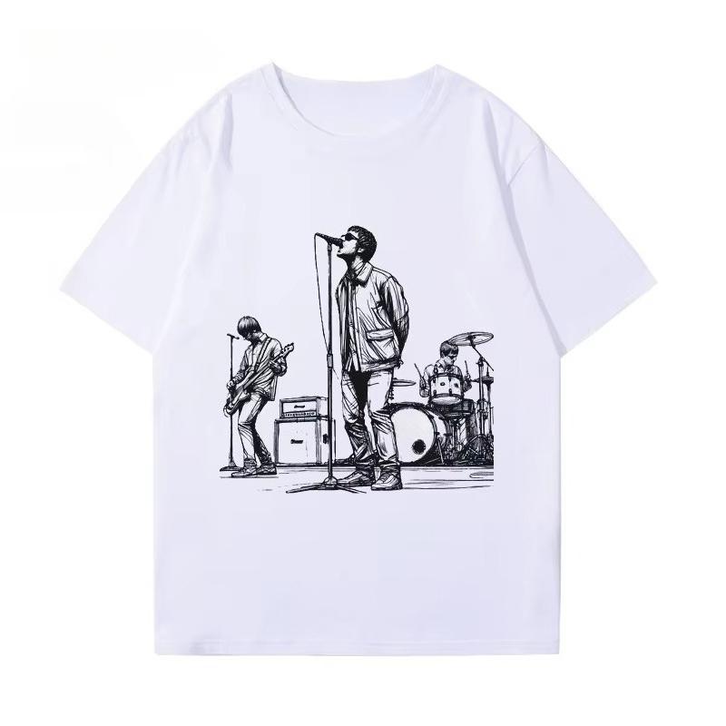 Oasie Rockband Welttournee 2025 Herren Damen T-Shirt Druck Kleidung Mode lässig reine Baumwolle Sommer Herbst und Winter Unterwäsche
