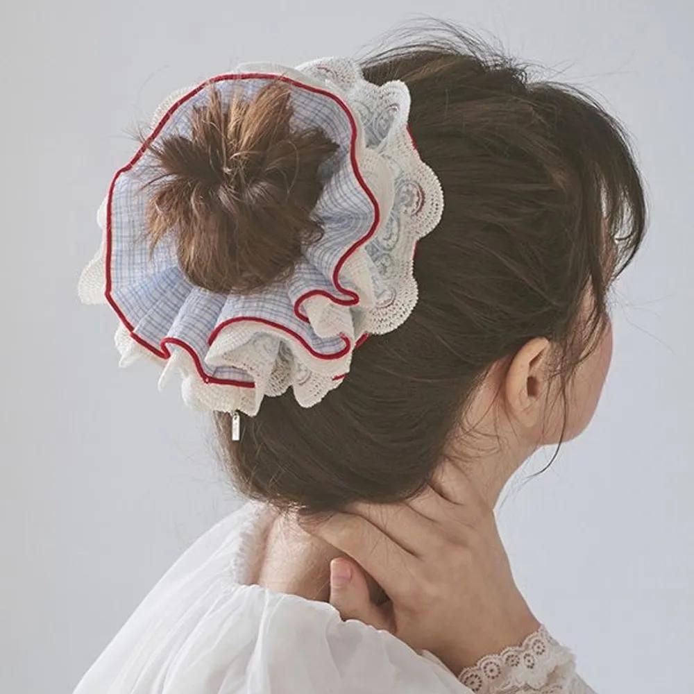 Lace Check Scrunchie JP-26-017S pink