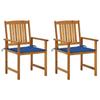 Day and Night - Day and Night Garden Chairs with Cushions 2 Units Solid Acacia Wood