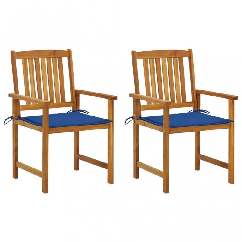 Day and Night - Day and Night Garden Chairs with Cushions 2 Units Solid Acacia Wood