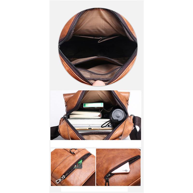 Business Casual Vertical Crossbody Bag PU Soft Leather Handbag Briefcase Shoulder Bag for Men