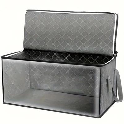 Sac de Rangement Pliable Grande Capacité 14,27 gallons, Gris, Rectangulaire, Style Moderne, Tissu Durable, Fenêtres Transparentes, Poignées Robustes