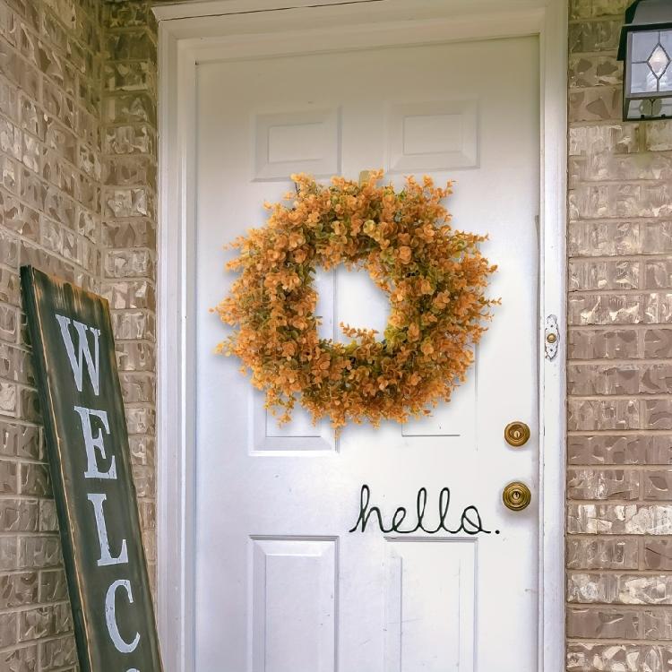Autumn Orange Leaf Leaves Wreath for Front Door Farmhouse Decors Wall Hangings Indoor and Outdoor Use