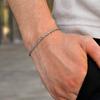 3pcs Stylsh Cross Men's Bracelet,Punk Stainless Steel Stacked Chain Link Wristband,Birthday Father's Day Gift for Him