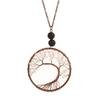 Natural Stone Agate Tree of Life Necklace with Crystal Volcanic Rock