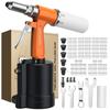 Air Riveter, Pneumatic Rivet Gun, 2.4/3.2/4.0/4.8/6.4mm Nosepiece, Includes 500 Rivets