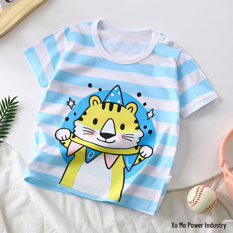 Kids' Cartoon Short Sleeve T-Shirt: Korean Style for Boys and Girls