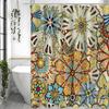 Colorful retro hippie flower shower curtain, bathroom decoration shower curtain, waterproof shower curtain with hooks