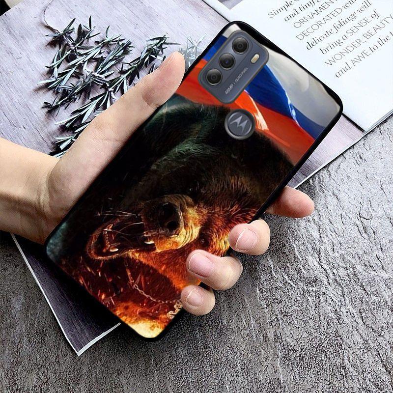Russia black bear Case for Motorola Moto EDGE 20pro EDGE 20lite E6 E7 Cover G STYLUS GPLAY GPOWER G 5G PLUS G30 G100 Funda Coque