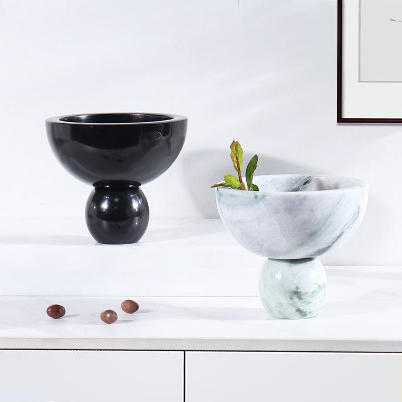 Natural Marble Storage Tray, Circular Fruit Tray, Living Room Desktop Container, Snacks, Small Accessories, Kitchen Organizer
