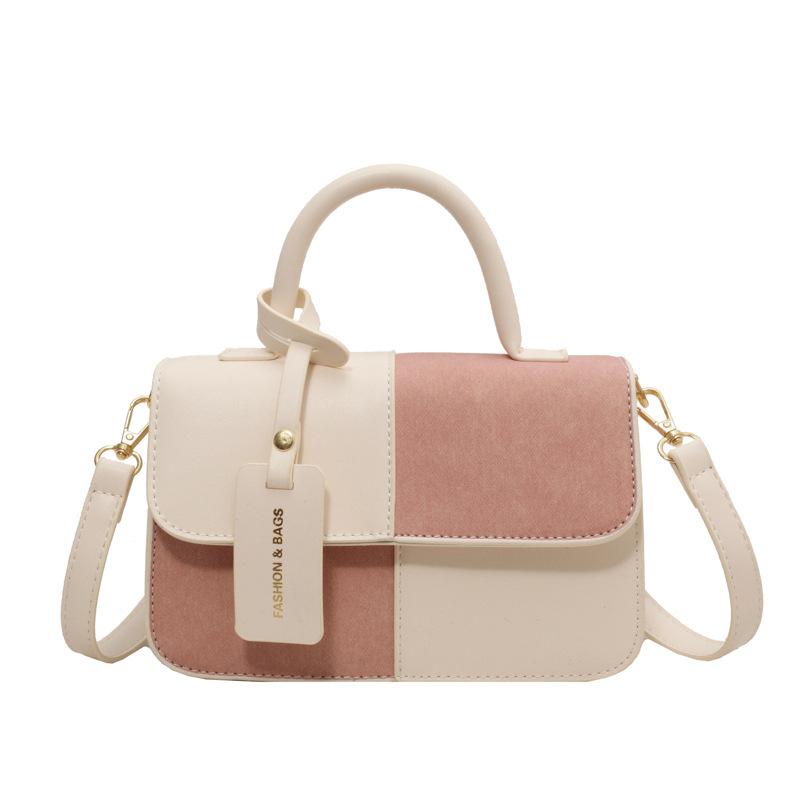 Small Bag Women's New Fashionable Versatile Shoulder Messenger Bag Splicing Contrasting Color Portable Small Square Bag