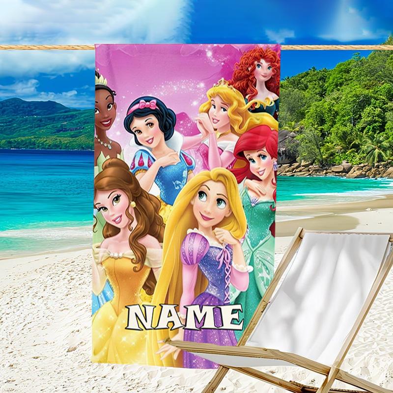 1pc Princess6 Beach Towel with Custom Name, Beach/Swimming/Bath/Picnic/Camping Towel, Suitable for Seaside Beaches