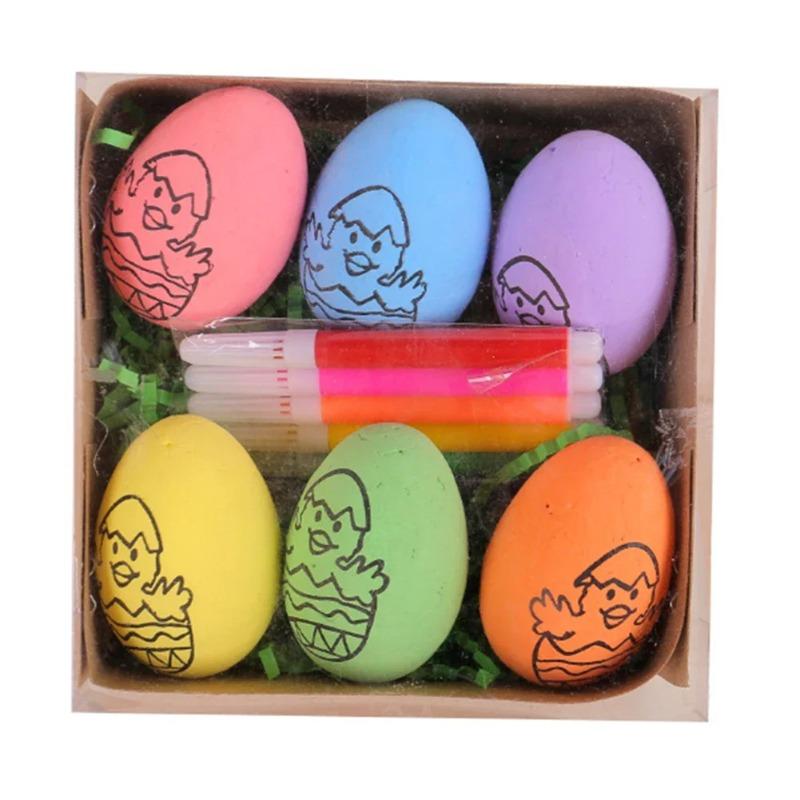 

6Pcs Easter DIY Plastic Eggs Hand Painting Craft Set Colorful Easter Eggs for Home Decoration Party Dressing Art Craft Lovers 18-19cm