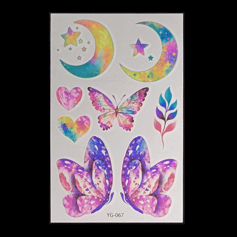 's New Fluorescent Butterfly Tattoo Sticker Music Festival KTV Concert Party Disposable Waterproof
