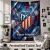 Custom Tapestry Wall Hanging, Atletico Madrid Personalized Name Text Home Wall Decor
