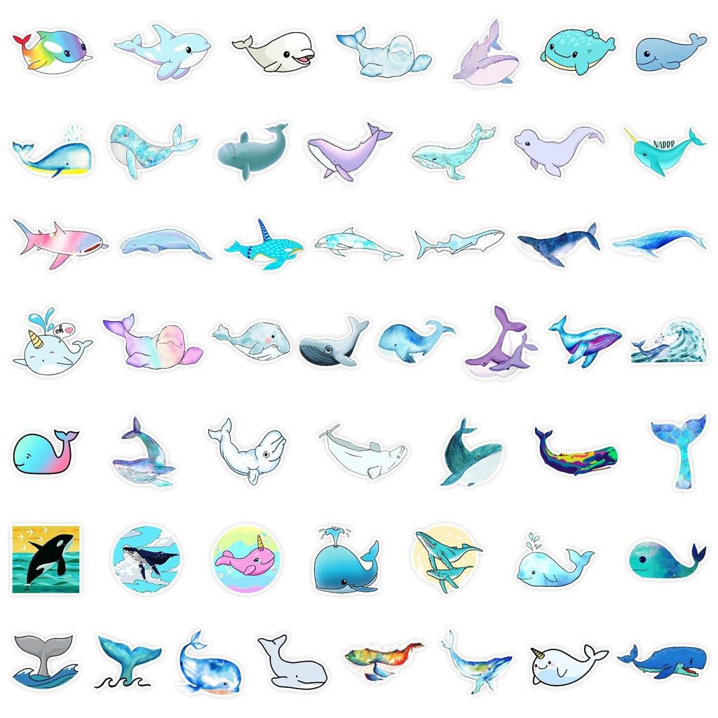 50PCS Cute Marine Life Waterproof Stickers for Water Bottles, Computers, & DIY Stationery