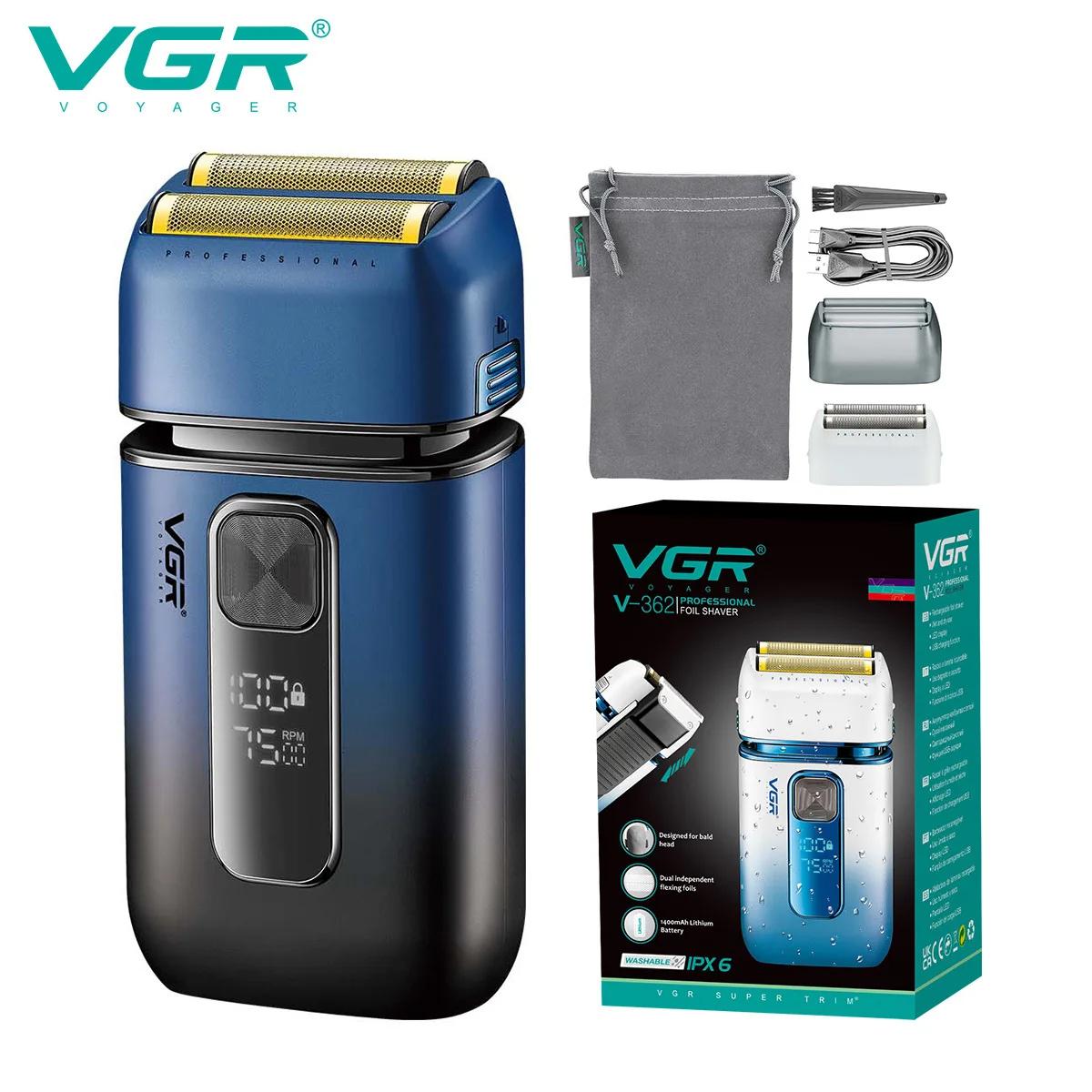 

VGR V-362 Electric Shaver Professional Bald Head Shaving Machine Rechargeable Beard Trimmer Waterproof Razor for Men with Intelligent Digital Display синій