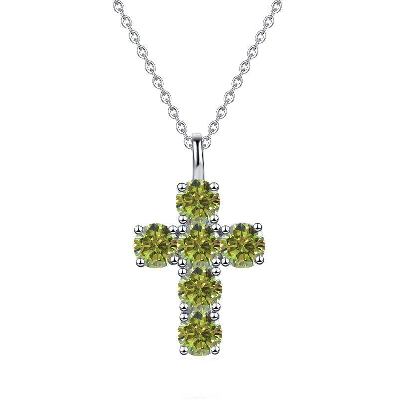 European Hot-Selling 3 Carat Moissanite Cross Necklace with White Gold-Plated Copper O-Chain