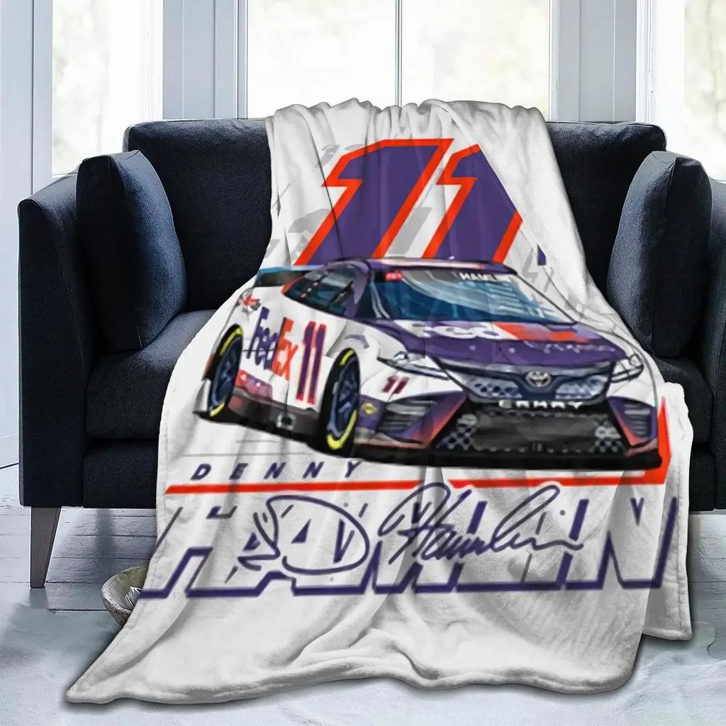 Denny Hamlin 11 All Season Fleece Blanket Throw Ultra Soft Flannel Blanket Digital Printed Premium Fluffy Microfiber Fleece