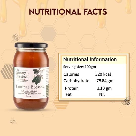 Honey and Spice Tropical Blossom Honey (500g) | 100% Raw Natural Honey | Unblended and Unpasteurized | Natural and Original