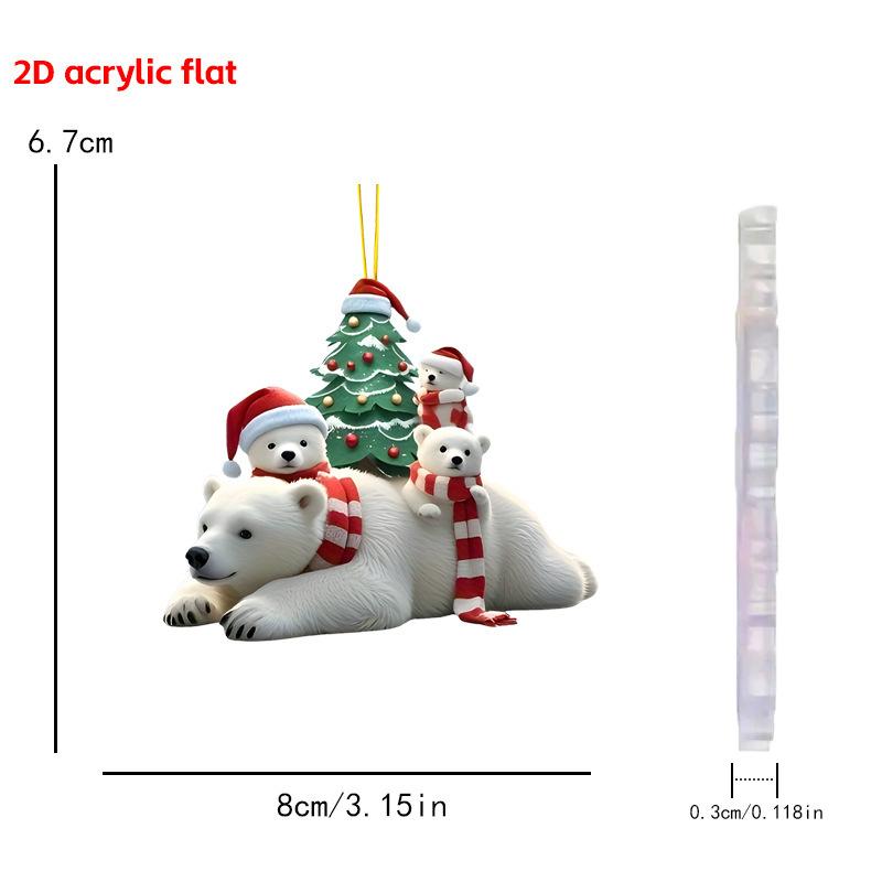 Christmas Animal Series 2D Flat Acrylic Hanging Ornaments for Christmas Party Home Decor Backpack Key Chains Tree Christmas Deco
