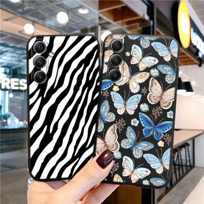 Butterfly Patterned Soft Black Silicone Phone Case For Samsung Galaxy A55 A54 A35 A34 For Samsung S24 S23 Ultra Camera Shockproof Protective Cover