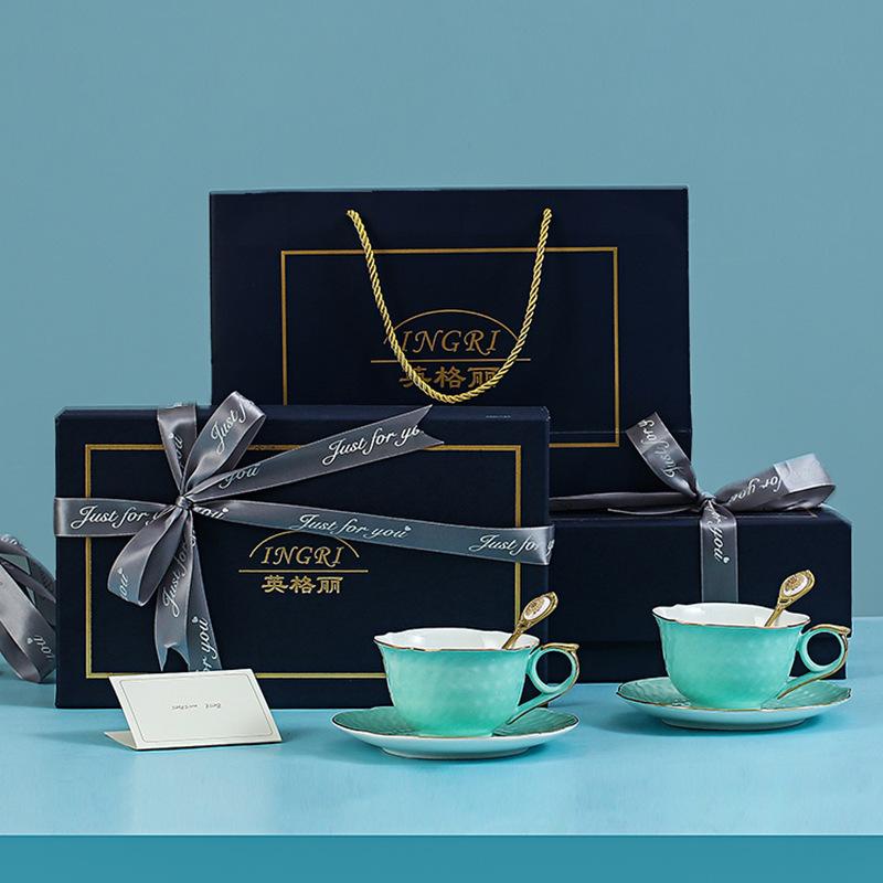Light Luxury Bone China Coffee Cups And Saucers, High-End Exquisite Household Afternoon Tea Set, Cup Couple Cup Gift Box.