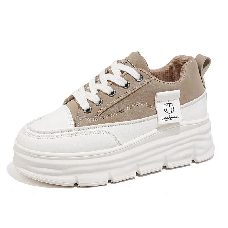 Shoes Women Autumn Trend New Woman Flats Shoes Chunky Lace-up Soft-sole Casual Sneakers Female Vulcanized Shoe Walking Shoe